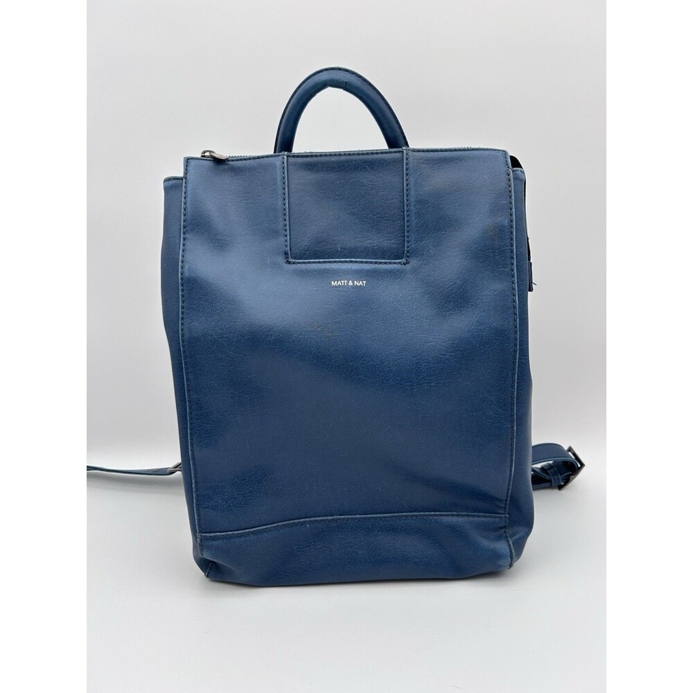 Mat And Nat Vegan Leather Backpack Blue WORN SEE PICS
